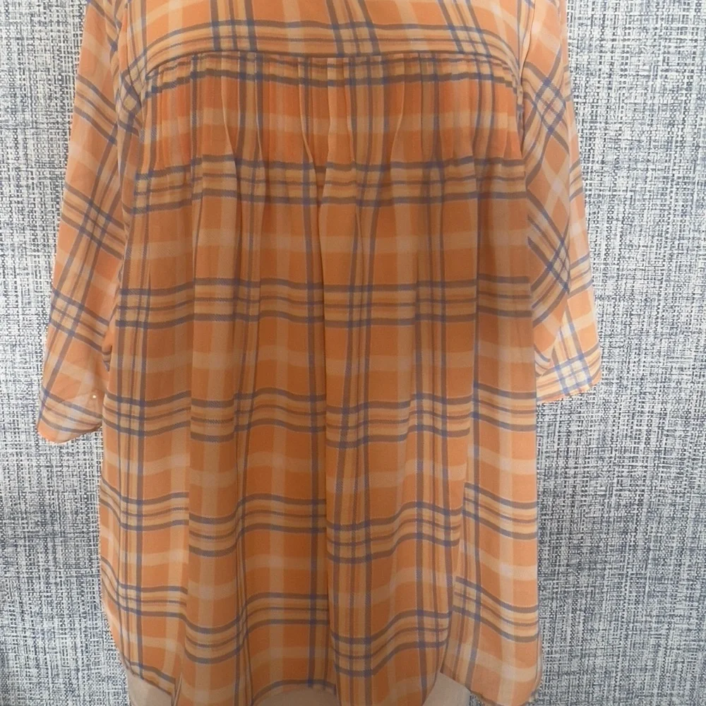 Plaid Sheer Blouse Michael Kors